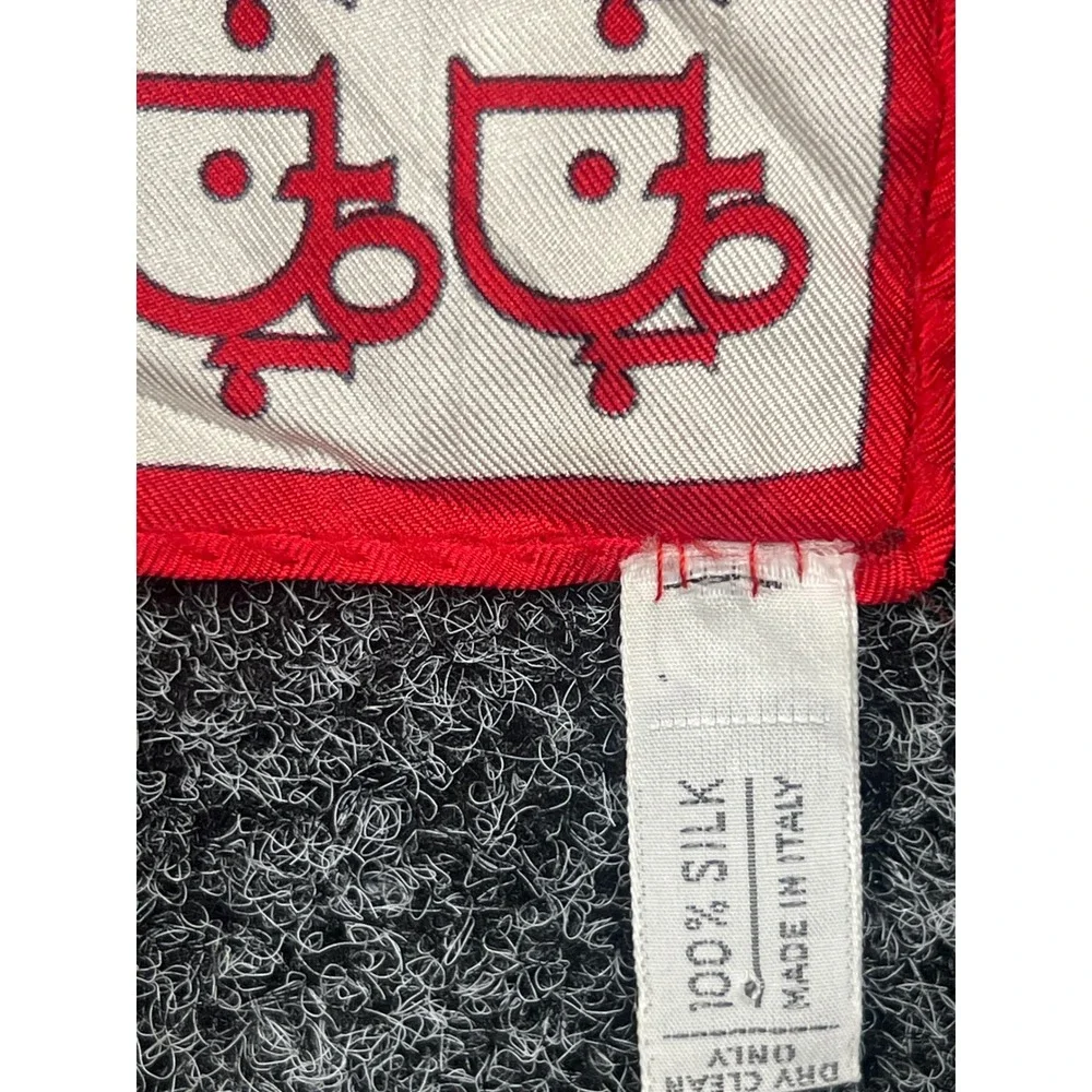 Vintage Christian Dior Scarf Womens OS Red Silk Monogram Logo Square Neck Luxury